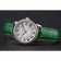 Cartier Ronde White Dial Diamond Bezel Stainless Steel Case Green Leather Strap