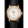 Omega De Ville Prestige White Dial Gold Case Black Leather Strap