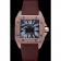 Swiss Cartier Santos Black Dial Diamonds Case Brown Leather Bracelet  622550