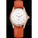 Swiss Rolex Cellini White Dial Rose Gold Case Brown Leather Strap