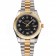 Swiss Rolex Datejust Black Dial Gold Bezel Stainless Steel Case Two Tone Bracelet