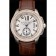 Cartier Calibre White Dial Diamonds Two Tone Case Brown Leather Bracelet
