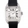 Swiss Cartier Santos Silver Bezel with Diamonds and Black Leather Strap sct47  621531