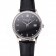 Swiss Patek Philippe Calatrava Black Dial Diamond Bezel Stainless Steel Case Black Leather Strap