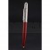Cartier Silver Rimmed Silver Wave Pattern Upper Body Red Ballpoint Pen  622769