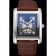 Cartier Tank Black And White Dial Stainless Steel Case Brown Leather Strap  622763