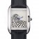 Cartier Tank Anglaise White Tiger Dial Stainless Steel Case Black Leather Bracelet