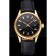 Swiss Rolex Datejust Black Dial Gold Case Black Leather Strap