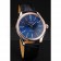 Rolex Cellini Blue Dial Gold Bezel Stainless Steel Case Black Leather Strap  622841