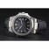 Patek Philippe Nautilus Black Dial Brushed Stainless Steel Case Black Leather Strap