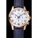Omega Chronograph White Dial Rose Gold Case Blue Leather Strap