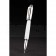 MontBlanc Slim Silver Rim White Enamel Ballpoint Pen With MB Engraved Silver Cap