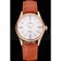 Swiss Rolex Cellini White Dial Roman Numerals Rose Gold Case Light Brown Leather Strap