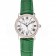 Cartier Ronde White Dial Diamond Bezel Stainless Steel Case Green Leather Strap