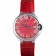 Cartier Ballon Bleu Silver Bezel with Red Dial and Red Leather Band   621556