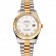 Swiss Rolex Datejust White Dial Roman Numerals Gold Bezel Stainless Steel Case Two Tone Bracelet
