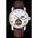 Patek Philippe Complications Moonphase Tourbillon White Dial Stainless Steel Case Brown Leather Strap