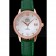 Omega DeVille Prestige Co-Axial Diamond Gold Case Mother-Of-Pearl Dial Green Leather Strap