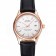 Swiss Rolex Datejust White Dial Rose Gold Case Black Leather Strap