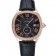 Cartier Drive De Cartier Black Dial Gold Diamond Case Black Leather Bracelet 1454217
