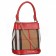 Burberry Small Bucket Bag In House Check And Red Leather 18926911