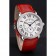 Cartier Ronde Louis Cartier White Dial Stainless Steel Case Diamond Bezel Red Leather Strap