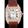 Swiss Cartier Santos Rose Gold Bezel with Diamonds and Brown Leather Strap sct46  621530