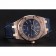 Swiss Audemars Piguet Royal Oak Blue Dial Gold Case With Diamonds Blue Leather Strap