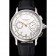 Swiss Patek Philippe Split Seconds Chronograph White Dial Rose Gold Hands Stainless Steel Case Black Leather Strap