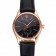 Swiss Rolex Cellini Black Dial Rose Gold Case Black Leather Strap