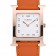 Hermes Heure H Rose Gold Bezel Orange Leather Strap White Dial 80234