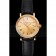 Patek Philippe Calatrava Gold Dial Roman Numerals Double Ribbed Bezel Gold Case Black Leather Strap