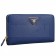 Prada Vernice Saffiano Leather Zip Around Dark Blue Wallet