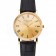Patek Philippe Calatrava Gold Dial Roman Numerals Ribbed Bezel Gold Case Black Leather Strap