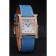 Hermes Heure H Rose Gold Diamond Encrusted Bezel Blue Leather Strap White Dial 80238