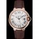 Swiss Ballon Blue De Cartier Gold Case White Dial Roman Numerals Brown Leather Bracelet   622651