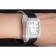 Swiss Cartier Santos Silver Bezel with Diamonds and Black Leather Strap sct47  621531