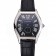 Cartier Tortue Large Date Black Dial Stainless Steel Case Black Leather Strap