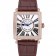 Franck Muller Master Square Diamond Encrusted Rose Gold Bezel Brown Croco Bracelet 80283