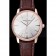 Swiss Vacheron Constantin Patrimony White Dial Rose Gold Diamonds Case Brown Leather Bracelet  1454170