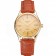 Swiss Rolex Cellini Gold Dial Roman Numerals Gold Case Light Brown Leather Strap