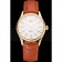 Swiss Rolex Cellini White Guilloche Dial Gold Case Light Brown Leather Strap