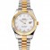 Swiss Rolex Datejust White Dial Diamond Hour Marks Gold Bezel Stainless Steel Case Two Tone Bracelet