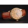 Swiss Rolex Cellini Gold Dial Blue Markings Gold Case Light Brown Leather Strap