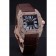 Swiss Cartier Santos Black Dial Diamonds Case Brown Leather Bracelet  622550