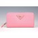 Prada Saffiano Leather Zip Around Small Pink Wallet
