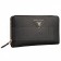 Prada Vernice Saffiano Leather Zip Around Black Wallet
