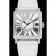 Franck Muller Master Square Diamond Encrusted Stainless Steel Bezel White Croco Bracelet 80284