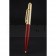 Cartier Gold Rimmed Gold Wave Pattern Upper Body Red Ballpoint Pen  622771