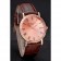 Patek Philippe Calatrava Rose Gold Dial Roman Numerals Ribbed Bezel Rose Gold Case Brown Leather Strap